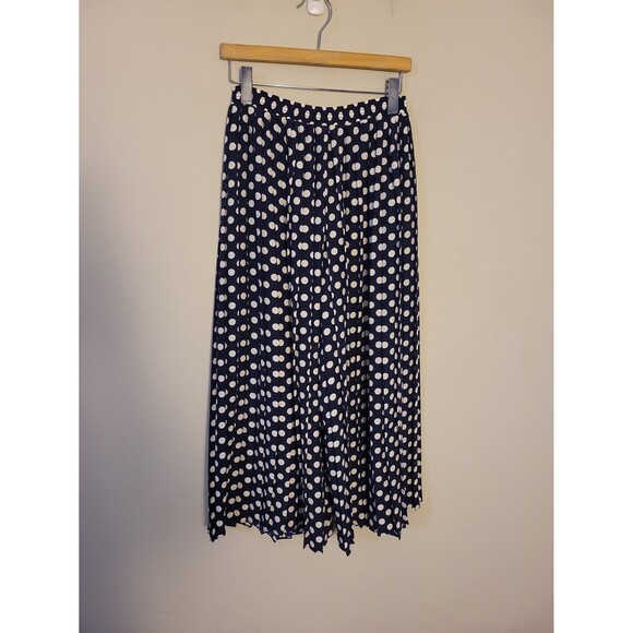 Vintage Units Navy White Polka-dot Pleated Crop Pant - Picture 4 of 8